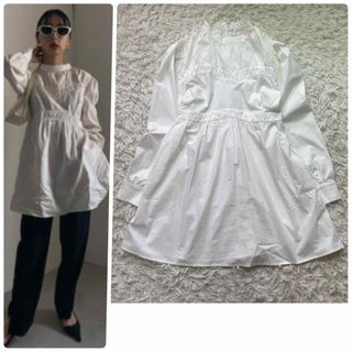 Ameri VINTAGE - アメリ シャツ 夏服 チュニック 夏服 ギャザー スタンドカラー プルオーバー