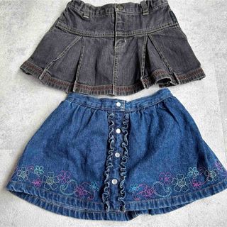 コムサイズム(COMME CA ISM)のbaiya90スカートデニム女の子コムサイズム2歳まとめ売り黒青アンダーパンツ(スカート)