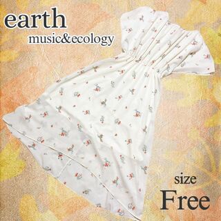 アースミュージックアンドエコロジー(earth music & ecology)のアース　ミュージックアンドエコロジー バックオープン フラワー ロングワンピース(ロングワンピース/マキシワンピース)