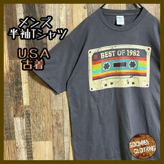 メンズ 半袖 Tシャツ グレー レトロ 1982 L USA古着 90s(Tシャツ/カットソー(半袖/袖なし))