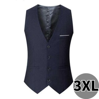 【美品！】3XL　スーツベスト　ブラック　黒　就活　結婚式　スーツ(スーツベスト)