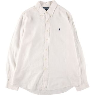 ラルフローレン(Ralph Lauren)の古着 ラルフローレン Ralph Lauren CUSTOM FIT ボタンダウン 長袖 リネンシャツ メンズXL /eaa452317(シャツ)