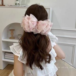 ♡新作♡シフォン タイダイ柄 バレッタ ヘアアクセサリー オレンジ(バレッタ/ヘアクリップ)