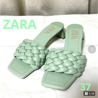 ザラ(ZARA)の★美品★ZARA ミュール サンダル 23.5 グリーン(サンダル)