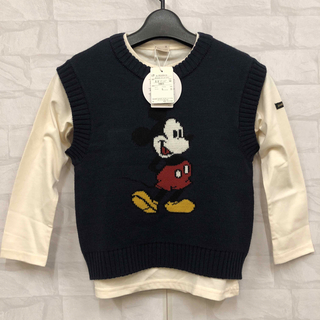 プティマイン(petit main)の新品 petit main Disney ミッキーニットベストセット 120cm(Tシャツ/カットソー)