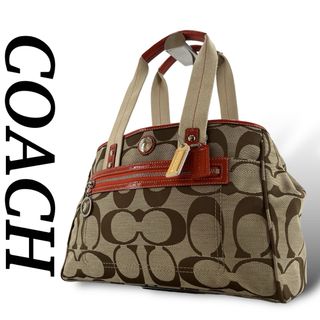 コーチ(COACH)のCOACH  コーチ　ハンドバッグ　肩掛け可　シグネチャー　キャンバス　ベージュ(ハンドバッグ)