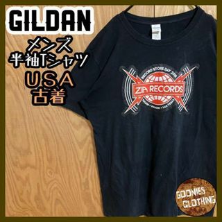 ギルダン zia records ロゴ ブラック Tシャツ USA古着 半袖(Tシャツ/カットソー(半袖/袖なし))