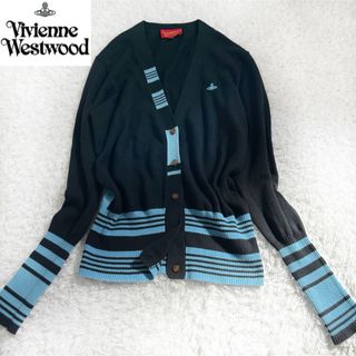 ヴィヴィアンウエストウッド(Vivienne Westwood)のヴィヴィアンウエストウッドレッドレーベル　カーディガン　オーブ刺繍　ボーダー(カーディガン)