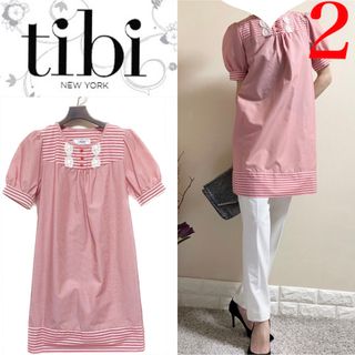 ティビ(tibi)のTibi ティビ　パフスリーブ　チュニック　ワンピース  2 M 赤　tibi(チュニック)