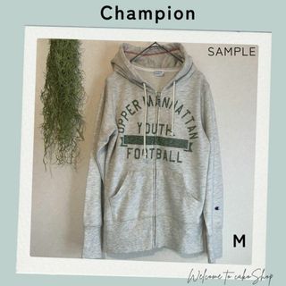 チャンピオン(Champion)の希少サンプル》チャンピオン　Champion　プリントロゴ　フード付きパーカーM(パーカー)