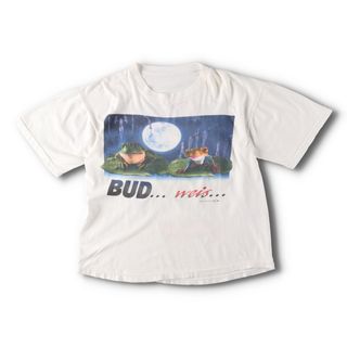 古着 90年代 Budweiser バドワイザー カエル柄 両面プリント アドバタイジングTシャツ メンズL ヴィンテージ /evb005053(Tシャツ/カットソー(半袖/袖なし))