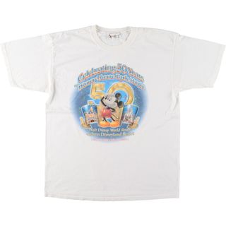 古着 WALT Disney Worldo MICKEY MOUSE ミッキーマウス キャラクタープリントTシャツ メンズL /eaa450960(Tシャツ/カットソー(半袖/袖なし))