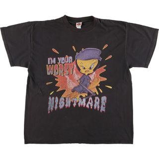 古着 00年代 ルーニーテューンズ LOONEY TUNES ルーニーテューンズ トゥイーティー キャラクタープリントTシャツ メンズXL /eaa453936(Tシャツ/カットソー(半袖/袖なし))