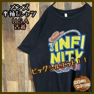 メンズ ビッグサイズ プリント XL Tシャツ USA古着 90s 半袖 黒(Tシャツ/カットソー(半袖/袖なし))