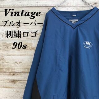 【k3479】USA古着90sヴィンテージ刺繍ロゴナイロンプルオーバージャケット(ナイロンジャケット)