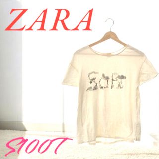 ザラ(ZARA)の美品 送料無 ZARA Tシャツ 半袖 プリント ホワイト 13-14(Tシャツ(半袖/袖なし))