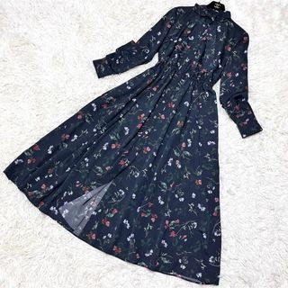 23区 - ✨極美品✨ 23区×大草直子 シャツワンピース ボウタイ 花柄 マキシ丈 黒 M