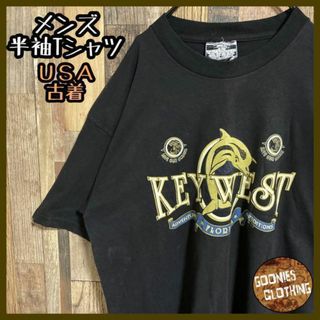 メンズ Tシャツ イルカ ドルフィン アニマル USA古着 半袖 ブラック 黒(Tシャツ/カットソー(半袖/袖なし))