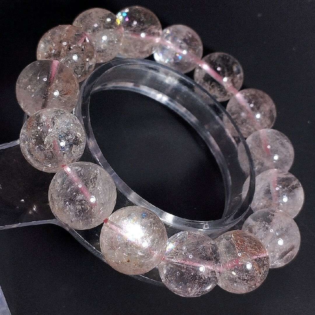 天然アイリス ピンクマニカラン水晶 ブレスレット アイリス 天然アイリス ピンクマニカラン水晶 ブレスレット アイリス