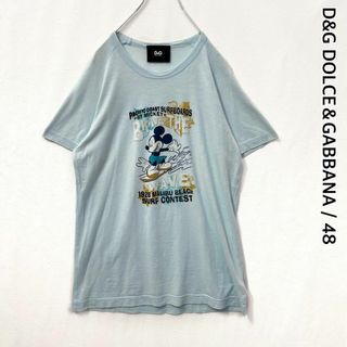 DOLCE&GABBANA - ドルチェ＆ガッパーナ　D&G　ミッキー　プリント　半袖　カットソー　ブルー　48