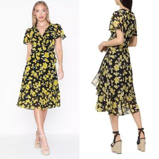 マイケルコース(Michael Kors)のMICHAEL KORS Floral print Midi WrapDress(Tシャツ/カットソー(七分/長袖))