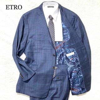 エトロ(ETRO)の【未使用級】ETRO エトロ オーダメイド スーツ ネイビー チェック 60(その他)