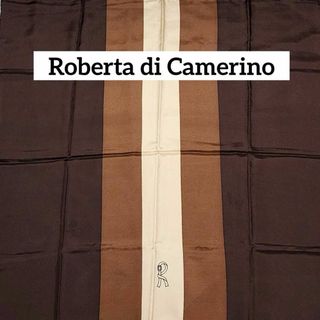 ロベルタディカメリーノ(ROBERTA DI CAMERINO)の★Roberta di Camerino★ スカーフ 大判 ストライプ ブラウン(バンダナ/スカーフ)