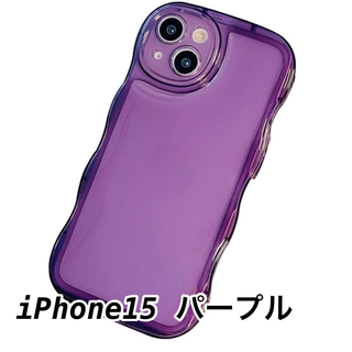 iPhone15 なみなみクリアケース　パープル  紫(iPhoneケース)