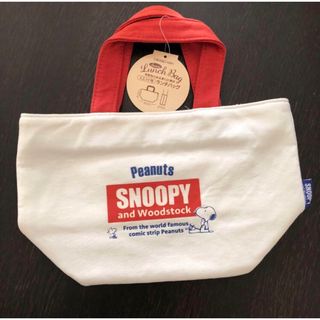 スヌーピー(SNOOPY)のスヌーピー　スウェット生地 ランチバッグ  レトロラベル　新品　スケーター(弁当用品)