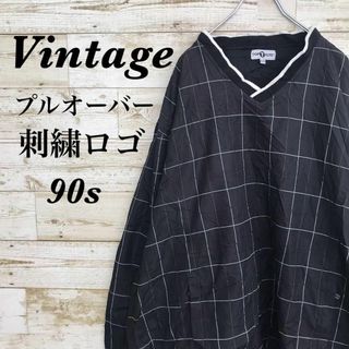 【k3035】USA古着90sヴィンテージ刺繍ロゴナイロンプルオーバージャケット(ナイロンジャケット)