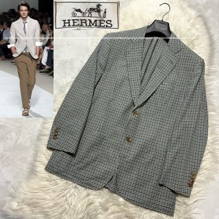 エルメス(Hermes)の本物 美品 エルメス チェック柄 2B ジャケット ブレザー 52 マルチカラー(テーラードジャケット)