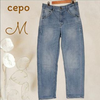 CEPO - b5106【セポ】ホールドアップデニムパンツ ストレート M ブルー 大人可愛い