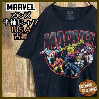 マーベル(MARVEL)のMARVEL ハルク アイアンマン キャラクター Tシャツ USA古着 ブラック(Tシャツ/カットソー(半袖/袖なし))