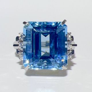 Pt900 アクアマリン ダイヤ リング AQ5.28ct サンタマリアカラー(リング(指輪))