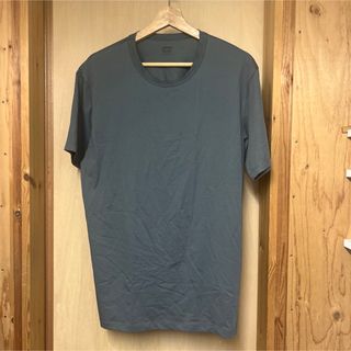 ユニクロ(UNIQLO)のエアリズムコットンクルーネックTシャツ（半袖）Lグレー(Tシャツ/カットソー(半袖/袖なし))