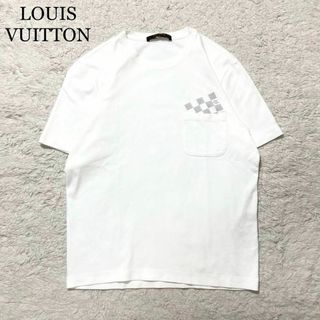 ルイヴィトン(LOUIS VUITTON)の【未使用級】LOUIS VUITTON Tシャツ 半袖 ホワイト ダミエ ロゴ(Tシャツ/カットソー(半袖/袖なし))