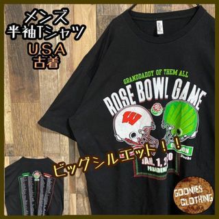 アメフト ウィスコンシン オレゴン アメリカ Tシャツ USA古着 ブラック(Tシャツ/カットソー(半袖/袖なし))