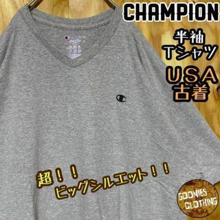 ワンポイントロゴ USA古着 90s 半袖 チャンピオン グレー Tシャツ(Tシャツ/カットソー(半袖/袖なし))