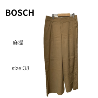 BOSCH - 100022＊ BOSCH ボッシュ　ワイドパンツ　麻混　ベージュ　サイズ３８