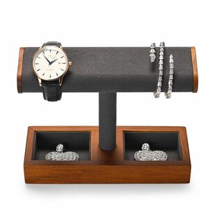 【色: 濃い灰色】Woodten腕時計スタンド ジュエリーラック ウォッチスタン(ドレッサー/鏡台)