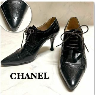 シャネル(CHANEL)の美品꧁CHANEL꧂パンプス レースアップ パンチングココマーク　23.5cm(スニーカー)