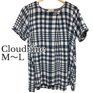 クラウドナイン CLOUDNINE 半袖 シャツ M〜L チェック 薄手(シャツ/ブラウス(半袖/袖なし))