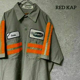 RED KAP - RED KAP レッドキャップ シャツ 半袖 ワークシャツ ワッペン M
