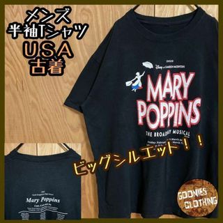 メリーポピンズ ディズニー ミュージカル Tシャツ USA古着 黒 XL 半袖(Tシャツ/カットソー(半袖/袖なし))