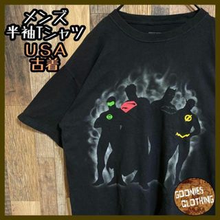 ジャスティスリーグ スーパーマン キャラクター Tシャツ USA古着 半袖 黒(Tシャツ/カットソー(半袖/袖なし))