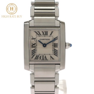 カルティエ(Cartier)の【新品同様】Cartier カルティエ 腕時計 タンクフランセーズSM W51008Q3 2384 ステンレススチール SS クオーツ アイボリー文字盤 スクエア レディース 腕時計(腕時計)