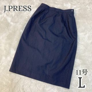 J.PRESS - J.PRESS ジェイプレス 11号 L ネイビー ニューウール ひざ丈スカート