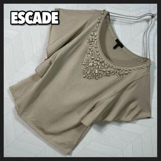 エスカーダ(ESCADA)の美品 ESCADE カットソー ビジュー フレア袖 プルオーバー Tシャツ(Tシャツ(半袖/袖なし))