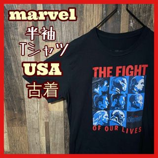 マーベル(MARVEL)の映画 キャラクター マーベル L ブラック メンズ USA古着 半袖 Tシャツ(Tシャツ/カットソー(半袖/袖なし))