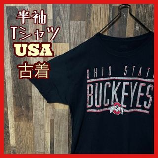 チームロゴ カレッジロゴ風 スポーツ L ブラック メンズ 古着 半袖 Tシャツ(Tシャツ/カットソー(半袖/袖なし))